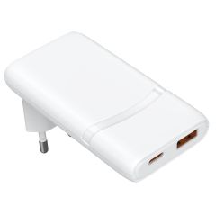 Wall charger Akyga AK-CH-31 65W USB-C USB-A PD GaN 5-20V / 1.35-3A  white