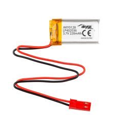 Lithium Polymer Battery Akyga AKY0128 LP402036 Li-Po 3.7V / 220mAh PCM JST 2.54 2Pin Connector 150mm