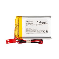 Lithium Polymer Battery Akyga AKY0383 LP443450 Li-Po 3.7V/750mAh PCM JST 2.54 2-Pin Connector 150mm