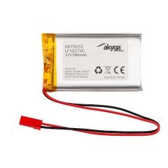 Lithium Polymer Battery Akyga AKY0653 LP103740 Li-Po 3.7V / 1580mAh PCM JST 2.54 2Pin Conn 150mm