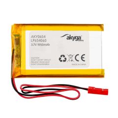 Lithium Polymer Battery Akyga AKY0654 LP654060 Li-Po 3.7V / 1950mAh PCM JST 2.54 2Pin Conn 150mm