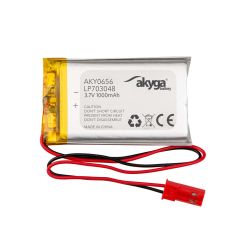 Lithium Polymer Battery Akyga AKY0656 LP703048 Li-Po 3.7V / 1000mAh PCM JST 2.54 2Pin Conn 150mm