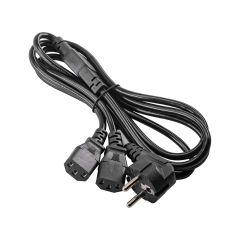 Extension "Y" Power Cable Akyga AK-PC-04A CCA 3x0.5mm² CEE 7/7 / 2x IEC C13 1.8 m