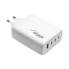 Wall charger Akyga AK-CH-24 140W 3x USB-C + USB-A PD GaN 5-28V / 1.5-5A  white