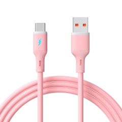 Kabel USB Akyga AK-USB-61 USB A (m) / USB type C (m) ver. 2.0 18W 1m różowy silikonowy