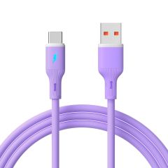 Kabel USB Akyga AK-USB-65 USB A (m) / USB type C (m) ver. 2.0 18W 1m fioletowy silikonowy