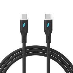 Kabel USB Akyga AK-USB-67 USB type C (m) / USB type C (m) ver. 2.0 60W 1m czarny silikonowy