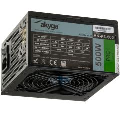 Zasilacz ATX 500W Akyga AK-P3-500 P4+4 2x PCI-E 6+2 pin 5x SATA 2x Molex PPFC FAN 12cm