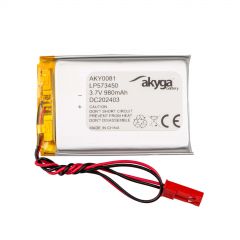 Lithium Polymer Battery Akyga AKY0081 LP573450 Li-Po 3.7V / 980mAh PCM JST 2.54 2Pin Connector 150mm