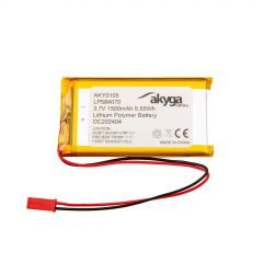 Lithium Polymer Battery Akyga AKY0105 LP584070 Li-Po 3.7V/1500mAh PCM JST 2.54 2-Pin Connector 150mm