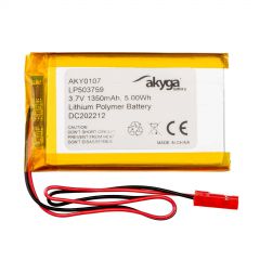 Lithium Polymer Battery Akyga AKY0107 LP503759 Li-Po 3.7V/1350mAh PCM JST 2.54 2-Pin Connector 150mm