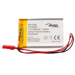 Lithium Polymer Battery Akyga AKY0392 LP453350 Li-Po 3.7V / 800mAh PCM JST 2.54 2Pin Connector 150mm