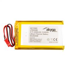 Lithium Polymer Battery Akyga AKY0580 LP805080 Li-Po 3.7V/4000mAh PCM JST 2.54 2-Pin Connector 150mm