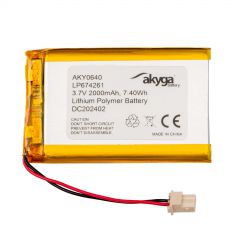 Lithium Polymer Battery Akyga AKY0640 LP674261 Li-Po 3.7V/2000mAh PCM Molex 2.50 2Pin Connector 50mm