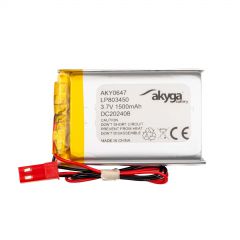 Lithium Polymer Battery Akyga AKY0647 LP803450 Li-Po 3.7V/1500mAh PCM JST 2.54 2-Pin Connector 150mm