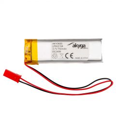 Lithium Polymer Battery Akyga AKY0655 LP602158 Li-Po 3.7V / 750mAh PCM JST 2.54 2Pin Connector 150mm