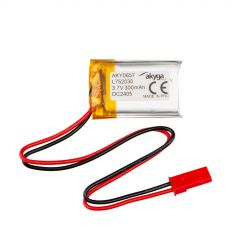 Lithium Polymer Battery Akyga AKY0657 LP752030 Li-Po 3.7V/300mAh PCM JST 2.54 2-Pin Connector 150mm