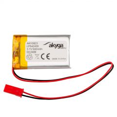 Lithium Polymer Battery Akyga AKY0823 LP542439 Li-Po 3.7V / 500mAh PCM JST 2.54 2Pin Connector 150mm