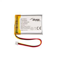 Lithium Polymer Battery Akyga AKY0833 LP503040 Li-Po 3.7V / 560mAh PCM+NTC Molex 1.25 3-Pin 80mm