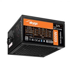 ATX Power Supply 600W Akyga AK-C2-600 Modular P4+4 2x PCI-E 6+2 pin 5x SATA 3x Molex FAN 12cm