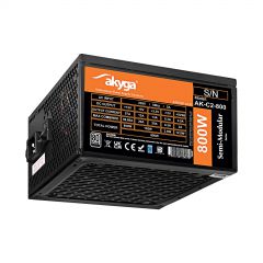 ATX Power Supply 800W Akyga AK-C2-800 Modular P4+4 2x PCI-E 6+2 pin 6x SATA 3x Molex FAN 12cm