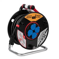 Extension Cord Reel Bretec Brennensthul Akyga AK-CR-07 Splash-proof Cord Holder 4 Socets 3x2.5 mm IP44 25m