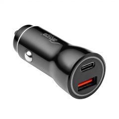 Car charger 12/24V Akyga AK-CH-16 36W USB-A + USB-C PD Quick Charge 3.0 5-12V / 1.5-3A black