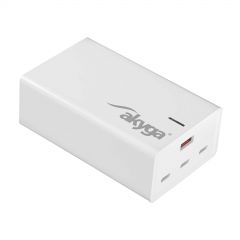 Wall charger Akyga AK-CH-25 140W 3x USB-C + USB-A PD GaN 5-28V / 1.5-5A  white