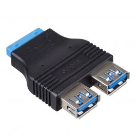 AKYGA AK-CA-58 USB 3.0 Adapter - 2x USB-A 19-Pin Buchse Für Motherboard, PC-Gehäuse Anschluss